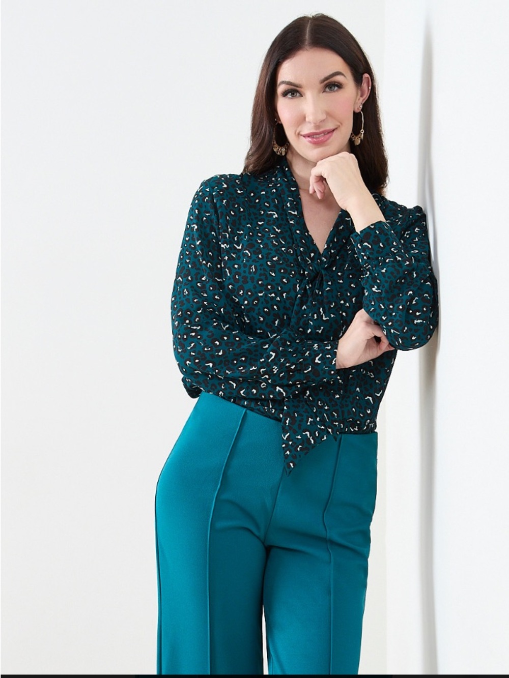 Cleo Long Sleeve Removable Bow Blouse | M | NWT